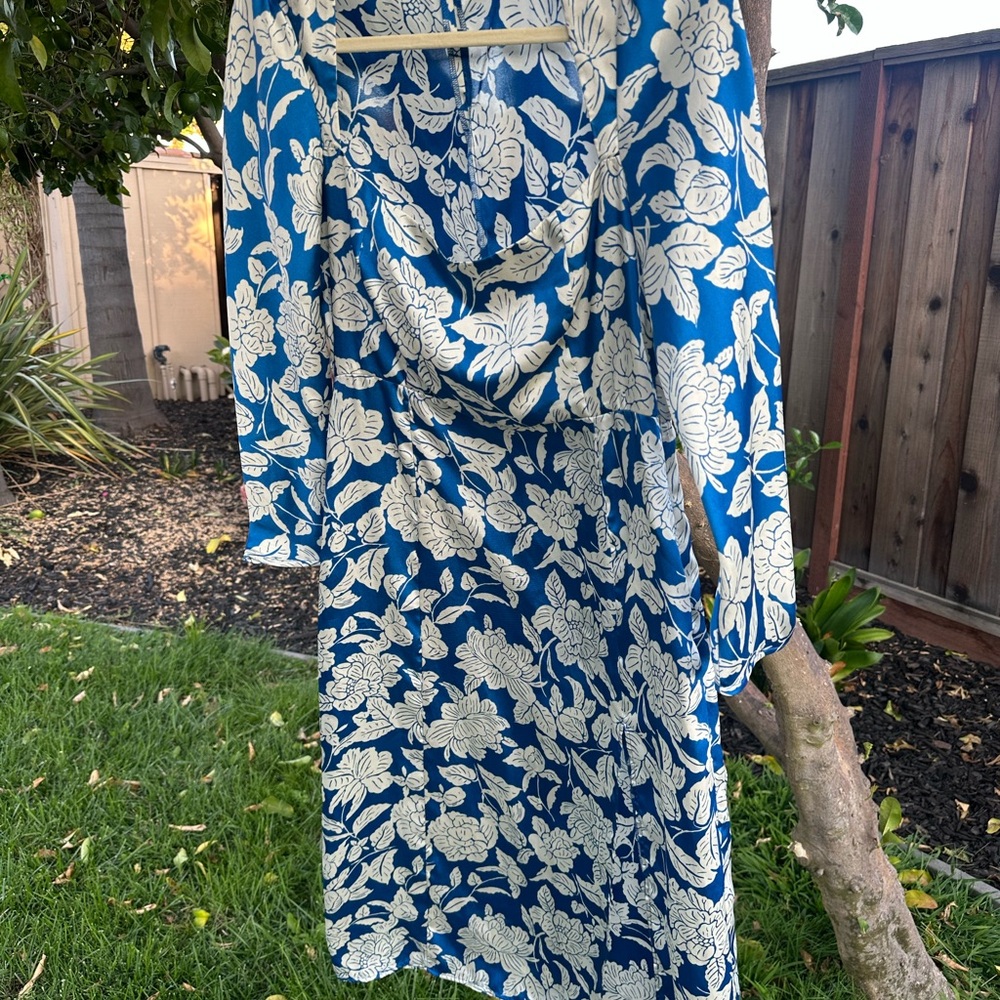 Zara Floral Blue and White Dress